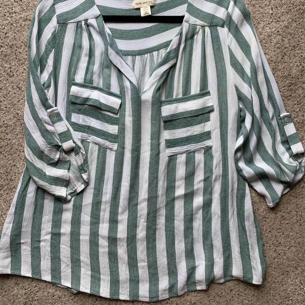 (SALE)FAITH AND JOY STRIPPED BLOUSE